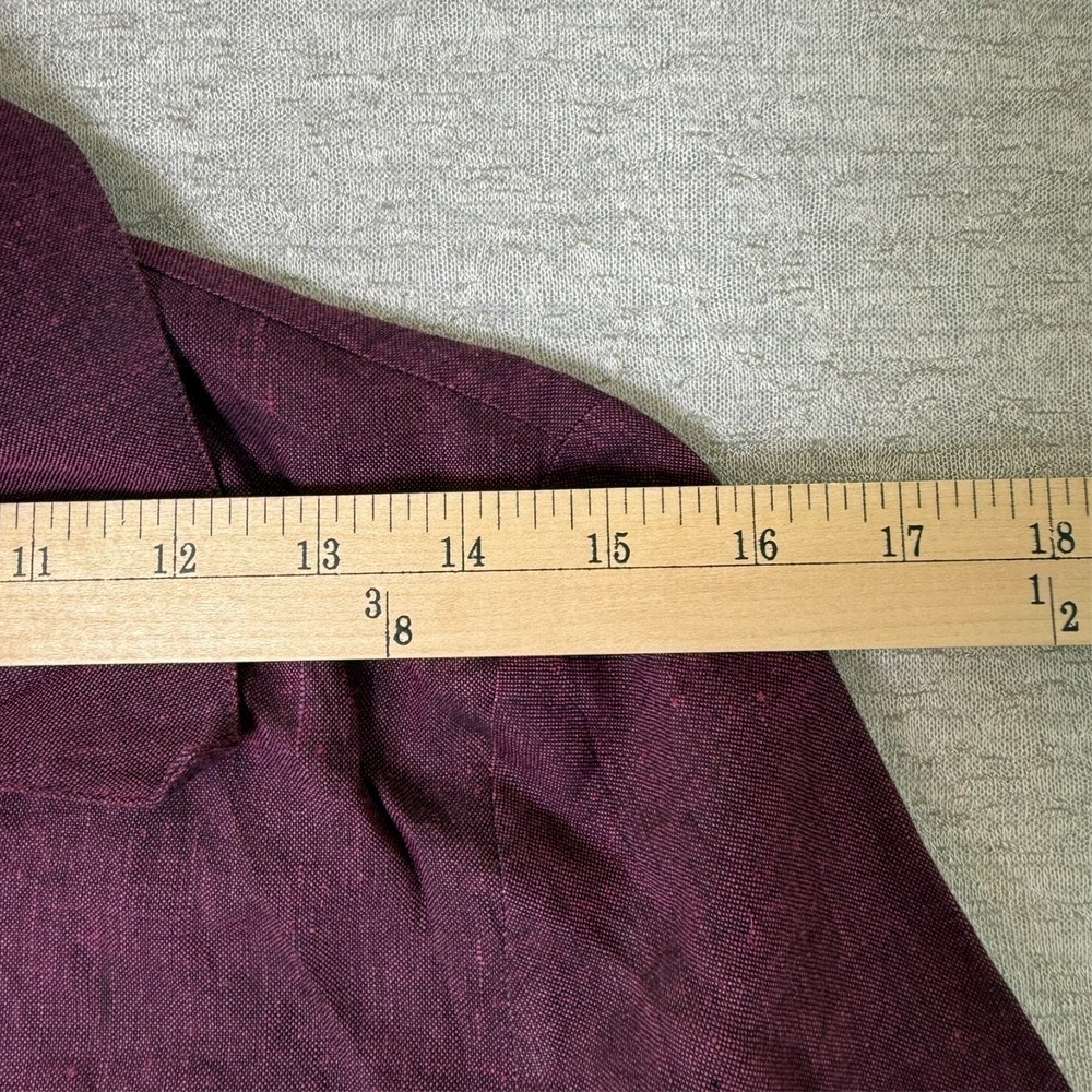 Hilliard Hanson Women's Linen Blazer Size 8 Burgundy Jacket New 80s Style - Picture 7 of 9